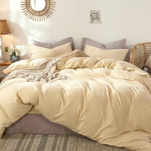 Tùy Chỉnh Phong Cách Hiện Đại Đồng Bằng Nhuộm Bộ Đồ Giường Duvet Cover Set 100% Cotton Linen Breathable Durable Mềm Comfy Quilt Cover - Product Image 6