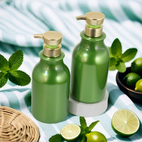 PET Pumpflasche 400ml 530ml Glänzend Grün Runde Schulter mit Goldpumpe für Shampoo Duschgel Conditioner Handseife