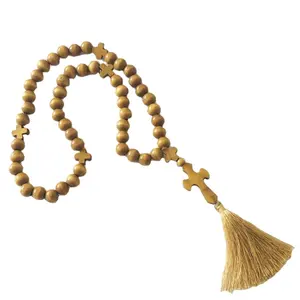 Best Selling 10 Mm Kralen Religieuze Olijf Hout Bead Cord Rozenkrans Met Kruis, Orthodoxe Rozenkrans