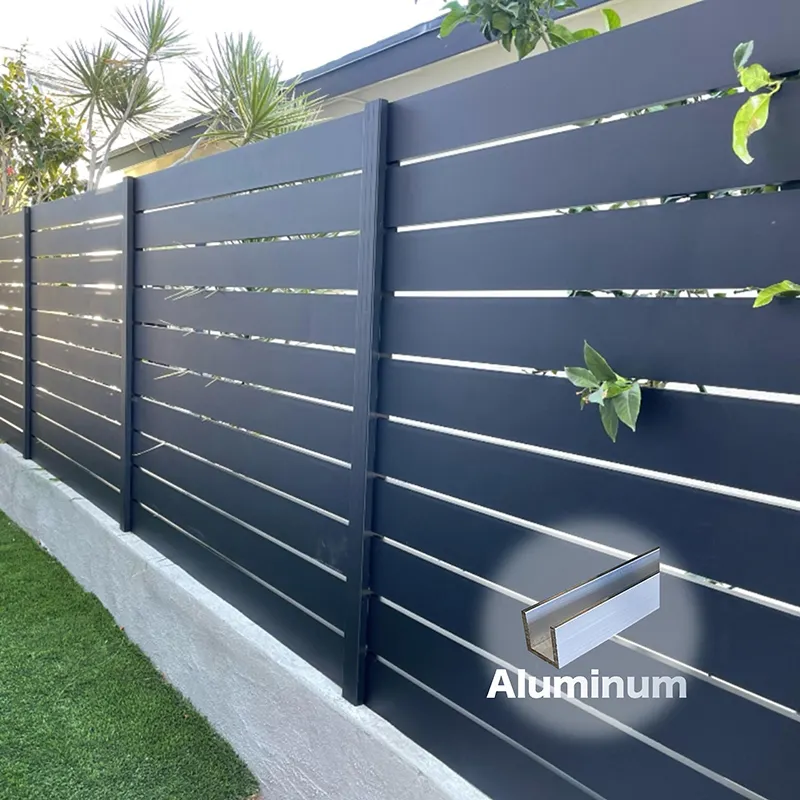 Cercas de alumínio para propriedades, painéis de cercas para ambientes externos e casa, cercas horizontais de alumínio para jardim e quintal, metal de segurança