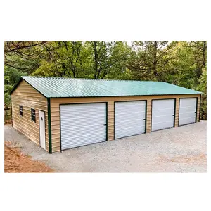 Cheap prefabricated simple car garage prefab metal garage shed 4 car garage