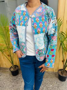 Veste matelassée pour femme 100% coton, style bohème imprimé à la main, veste matelassée faite à la main, fermeture à boutons, vente en gros - Product Image 3