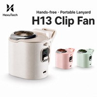 Ventilateur de cou portable H13 sans pales avec cordon, rechargeable 2000 mAh, avec affichage numérique et clip pour l'extérieur