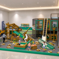 Aire de jeux intérieure Diggerland pour usage commercial, espace de jeu avec piscine à sable, excavatrice, grue, arbre et mur de sable