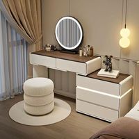 Nouvelle Coiffeuse Moderne en Bois 2026 avec Miroir, Meuble de Rangement Extensible pour Chambre à Coucher