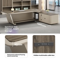 Escritorio Ejecutivo, Combinación de Mesa y Silla para Oficina, Mesa Moderna de Madera para Gerente con Opciones de Almacenamiento