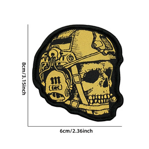 Parche de PVC bordado con lentejuelas termoadhesivas de doble cara de fieltro no tejido con patrón de calavera táctica para prendas y bolsos - Product Image 6