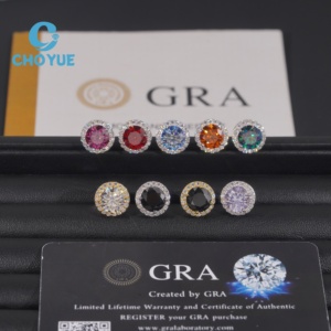 Pendientes de Diamantes Coloridos en Plata de Ley 925 con Moissanita VVS, Joyería Deslumbrante y Brillante Unisex - Product Image 3