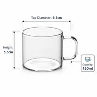 Mug en verre transparent moderne de 120 ml avec poignée, tasse à boire pour la maison, tasse à thé, tasse à eau, verrerie pour boissons, cadeau