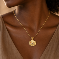Collier en acier inoxydable de haute qualité avec coquille de pierre colorée, pendentif coquillage classique pour femme, idéal pour les vacances d'été