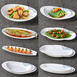 Oval Melamine Fish <b>Plate</b> <b>Large</b> Size For Hotel Restaurant Banquet Use Solid Color Durable Dishware - Product Image 1