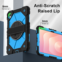 Étui antichoc bicolore pour Samsung Tab S11 X730 X736 X736B 2025 avec support rotatif à 360°, dragonne et bandoulière, pour enfants, OEM ODM