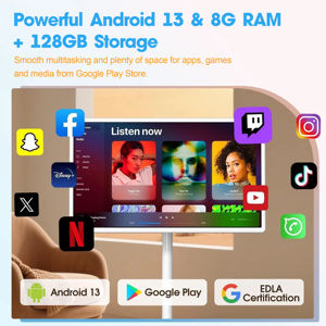 Televisor Inteligente HD de 32 Pulgadas <span class=keywords><strong>para</strong></span> Interiores, Compatible con Animación, Transmisión en Vivo, Rotación Inteligente, Soporte Ajustable en Altura, Pantalla Táctil con Batería, USB - Product Image 3