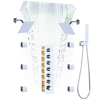 Système de douche thermostatique Homedec avec jets pluie/cascade, deux douchettes de 6 pouces, 6 jets latéraux, douchette à main 2-en-1, finition chromée en laiton