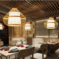 Lampe suspendue en bambou tressé en forme de coquille pour cuisine et restaurant