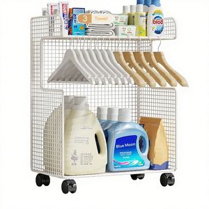 All in One Metal Laundry Organizer Load 20kg Laundry Cart with Wheels Slim <b>Storage</b> Cart <b>for</b> Bathroom Toilet Shelf - Product Image 1