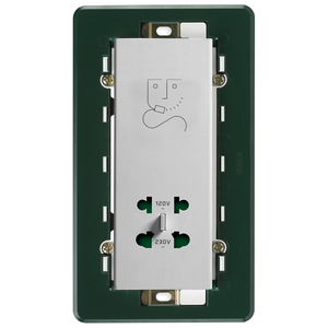 Prise verticale argentée pour rasoir électrique, double tension 230V/120V - Product Image 1