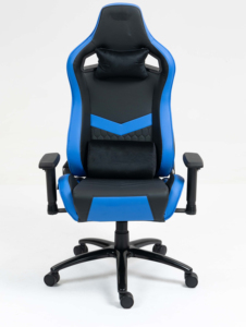 Chaise de bureau ultime en cuir synthétique bleu avec mécanisme synchronisé inclinable pour la détente et les pauses – Améliorez votre expérience de <span class=keywords><strong>jeu</strong></span> - Product Image 4