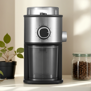 <span class=keywords><strong>Moulin</strong></span> <span class=keywords><strong>à</strong></span> <span class=keywords><strong>café</strong></span> électrique <span class=keywords><strong>à</strong></span> meules plates en acier inoxydable, 14 réglages, double sécurité, design compact, conteneur complet, usage domestique et hôtelier, 250g - Product Image 1