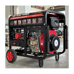 Generator diesel tipe terbuka darurat portabel senyap industri pengelasan 4 Tak, daya 220V 3kw 296cc untuk rumah dengan roda
