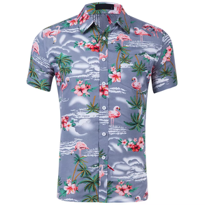Camisas hawaianas de hombre al por mayor, camisas de playa de palmeras de isla con estampado completo, estilo Aloha, color melocotón, más baratas - Product Image 5