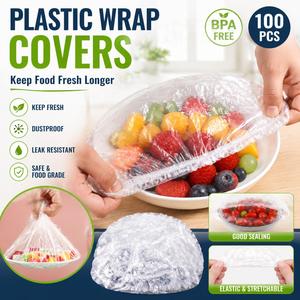 100 couvercles alimentaires jetables élastiques universels pour bols de cuisine, pour fruits, légumes et la conservation des aliments frais - Product Image 2