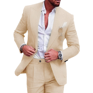 High-End Herren italienischen Leinen Neapel Anzug einreihig mit Futter Baumwolle lässig zweiteilig Set formalen Stil - Product Image 1