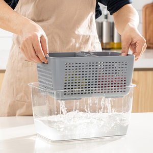 fridge drain basket stackable organizer bin set transparent ref food storage container with lid and handle