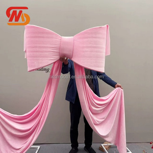 SMOOTH Velvet Pink Giant Bow Silk Bow Knot Hand Made Fabric Bows <b>Backdrop</b> for Wedding Decoration - Product Image 2