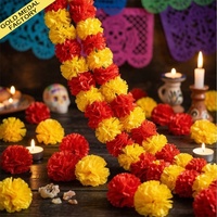 Guirlande de fleurs de marigold artificielles en gros pour Diwali, 1,5 mètre de long, pour la décoration de Pooja indienne, de mariages et de fêtes de Noël