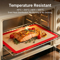 Tapis de cuisson en silicone renforcé rouge avec couche de fibre de verre, anti-déformation, antiadhésif pour biscuits, choux, pain et macarons