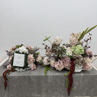 Nouveautés SMS : Chemin de table floral artificiel rose et vert pour mariage, arrangement en rangées pour décoration de mariage