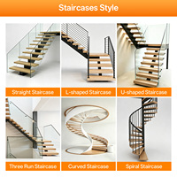 Escalier en colimaçon moderne de luxe pour intérieur avec structure en acier au design en arc, marches en bois et garde-corps en verre