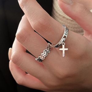 Anillo Abierto de Plata de Ley 925 Yinruitai con Cruz, Estilo Retro Coreano para Mujer, Joyería de Alta Gama para Uso Diario - Product Image 1