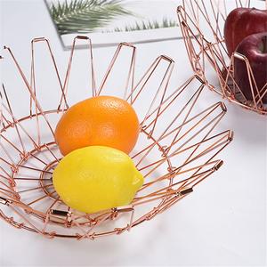 Panier à fruits pliable classique en fil de fer rétractable avec fonction de drainage, rangement domestique portable - Product Image 3