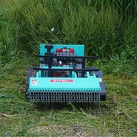 Machine à désherber industrielle sur chenilles, autopropulsée, diesel 4 temps, avec télécommande et manche télescopique, pour jardins, vergers et forêts