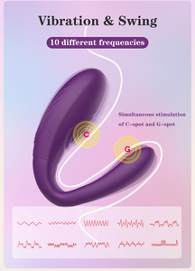 Purple Silicone 10-Speed Double Shock <b>Remote</b> <b>Control</b> <b>Vibrating</b> Clitoral Stimulator Wireless Body Relax Massage - Product Image 5