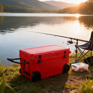 Glacière à roulettes en plastique rotomoulé 55QT personnalisée – Réutilisable, portable, étanche et anti-fuite pour les voyages et les boissons - Product Image 1