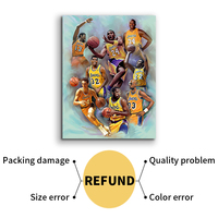 Affiche moderne d'équipe de figure d'étoile de basket-ball d'aquarelle pour la décoration de chambre à coucher avec la taille personnalisable