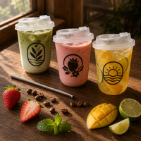Gobelets en plastique PET transparents en forme de U de 400 ml personnalisés avec couvercles, étanches, impression sérigraphique, vente en gros, gobelets jetables pour boissons froides