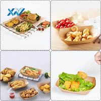 Plateau alimentaire en papier kraft personnalisé avec logo, plateau en papier kraft jetable, revêtement PLA biodégradable, plateau en papier pour la restauration rapide
