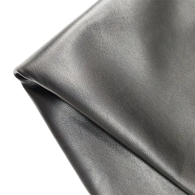 Black Garment Leather Soft 0.7mm thickness PU Synthetic Leather For Clothing