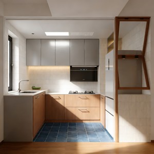 Buffet moderne en bois avec portes et tiroirs, finition chêne, pour appartement - Product Image 2