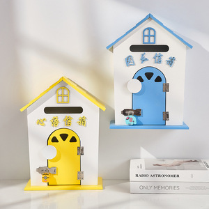 Boîte de rangement murale en bois pour enfants, décoration de la maison, avec porte et serrure, 33x15x85cm, matériau MDF - Product Image 3