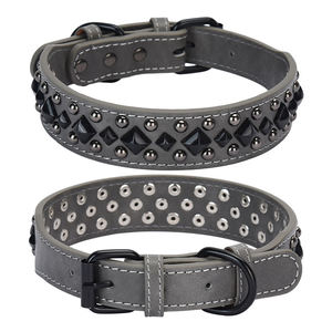 थोक समायोज्य पु चमड़े के कुत्ते के कॉलों में छोटे मध्यम बड़े पालतू गड्ढे बैल बुलडॉग - Product Image 6