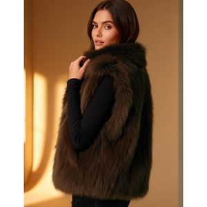 FOXA Gilet en fausse fourrure pour femme, sans manches, ouvert sur le devant, vêtements d'extérieur chauds pour l'hiver - Product Image 5