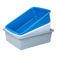 GREENSIDE Bac de rangement rectangulaire avec cadre de colonne inférieure, en plastique, pour vaisselle, bols, assiettes et congélation grise
