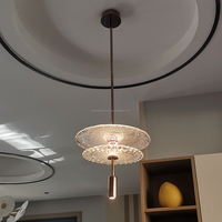 Lustre rond en verre et cuivre, luminaire suspendu en corde de chanvre pour salle à manger, salon, restaurant