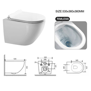 <span class=keywords><strong>WC</strong></span> mural en céramique de luxe européen, couleur blanche, moderne, à double chasse, économie d'eau, sans bride apparente, norme européenne - Product Image 6