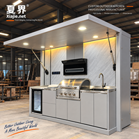 Cuisine mobile extérieure sur mesure, directement de l'usine, avec réfrigérateur intégré, bar de cuisine de jardin et îlot barbecue modulaire pour fêtes en cour